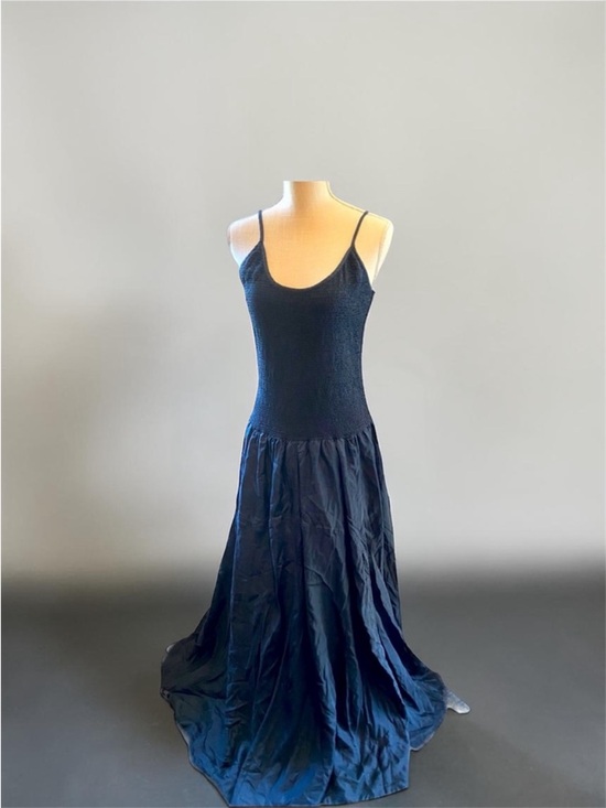 Cami International Dresses & Skirts - Gunmetal blue elegant silk dress full skirt with smocked tank style top. NWOT